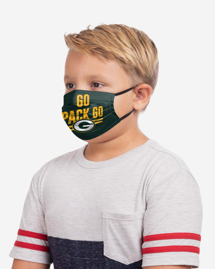 Green Bay Packers Youth Rising Stars Adjustable 5 Pack Face Cover FOCO - FOCO.com