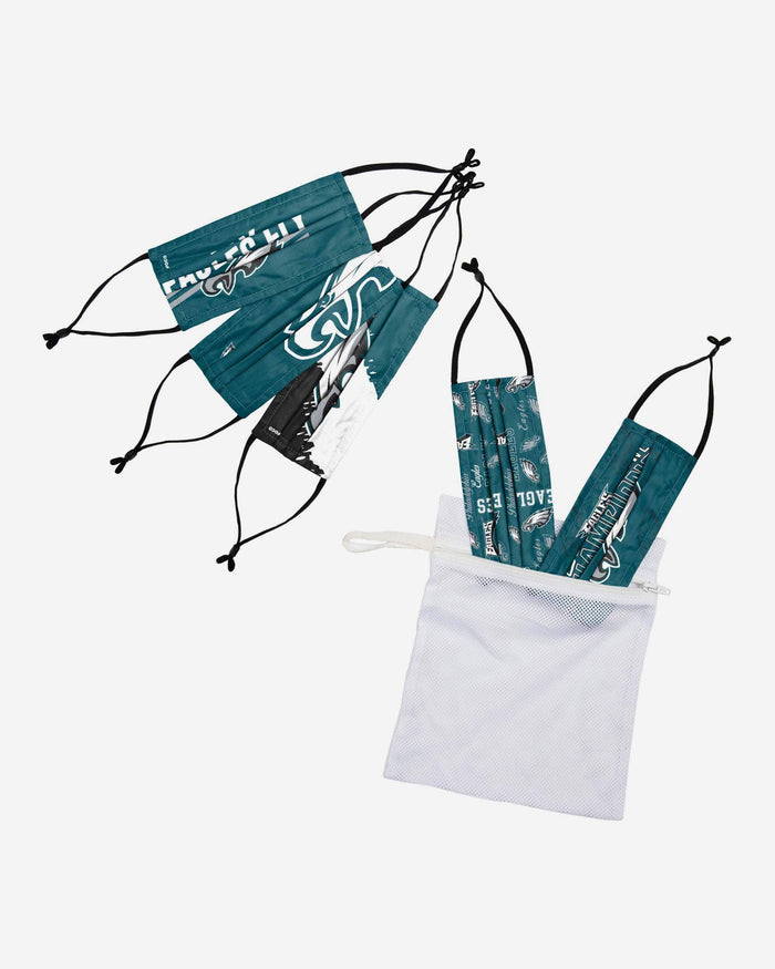 Philadelphia Eagles Youth Rising Stars Adjustable 5 Pack Face Cover FOCO - FOCO.com