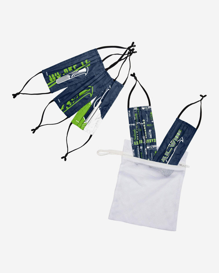 Seattle Seahawks Youth Rising Stars Adjustable 5 Pack Face Cover FOCO - FOCO.com