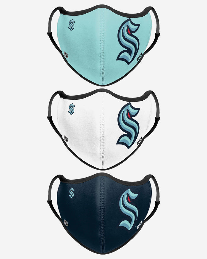 Seattle Kraken Sport 3 Pack Face Cover FOCO - FOCO.com