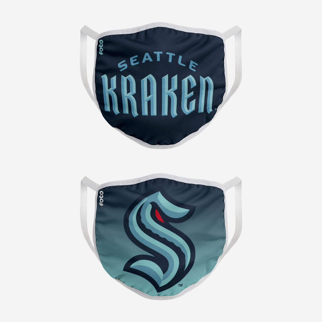 Seattle Kraken Printed 2 Pack Face Cover FOCO - FOCO.com