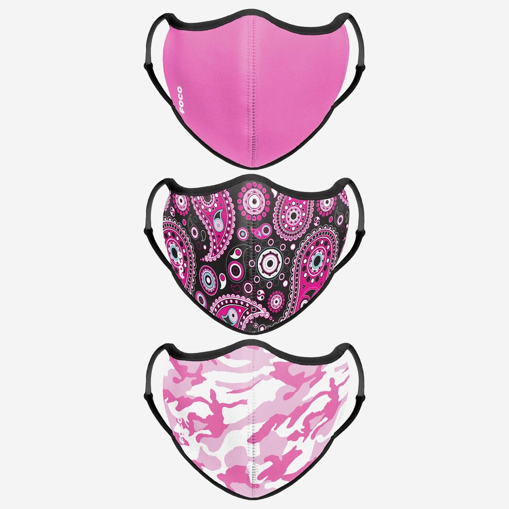 Pink Patterns Sport 3 Pack Face Cover FOCO - FOCO.com