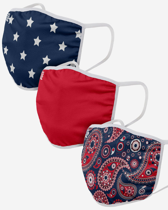 Red White & Blue 3 Pack Face Cover FOCO - FOCO.com