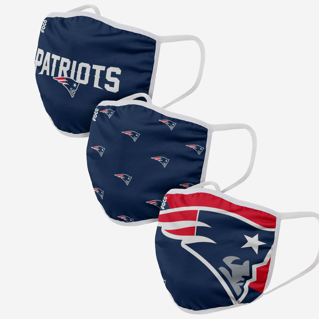 New England Patriots 3 Pack Face Cover FOCO Adult - FOCO.com