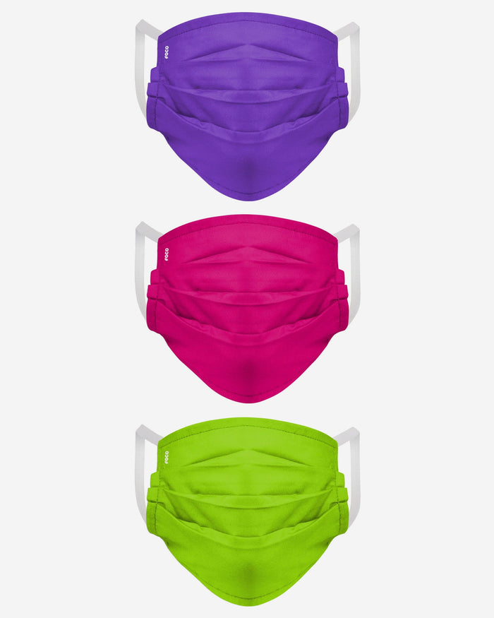 Solid Neon Pleated 3 Pack Face Cover FOCO - FOCO.com