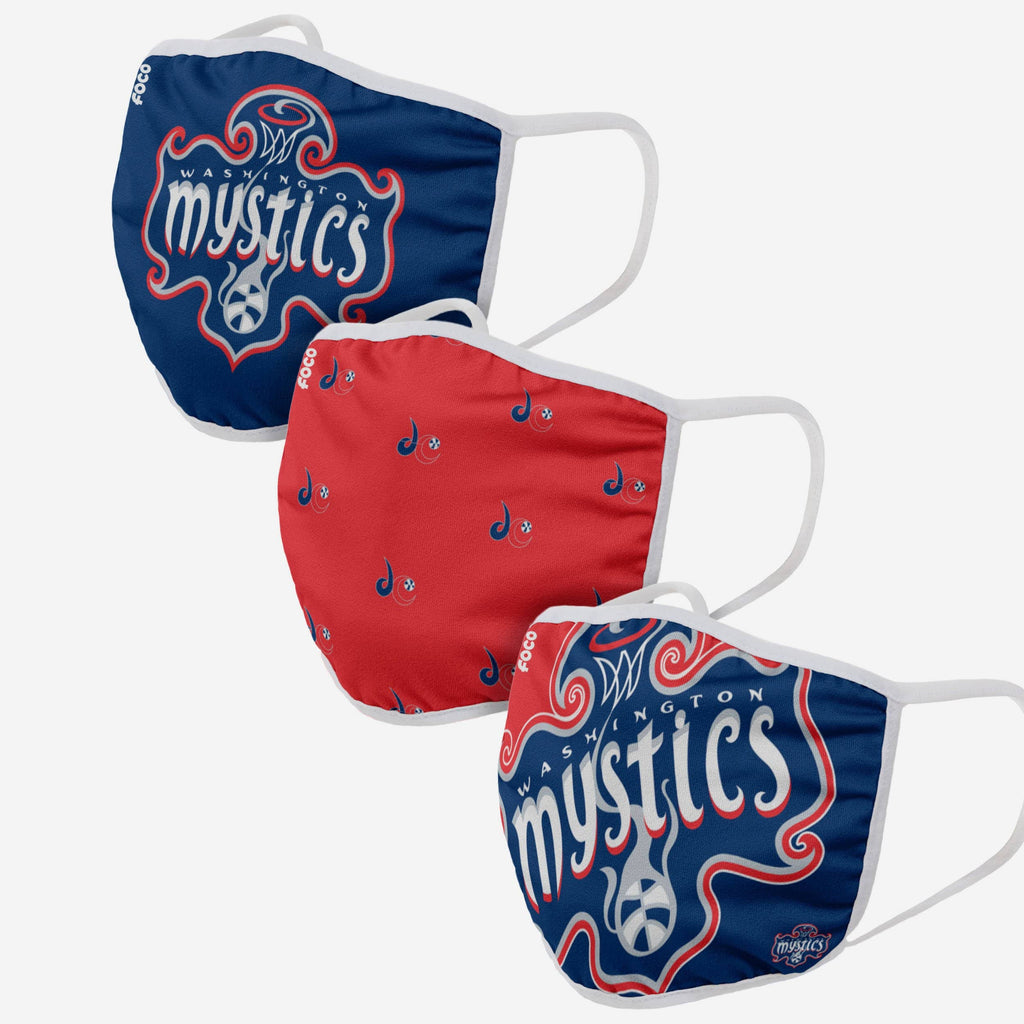 Washington Mystics 3 Pack Face Cover FOCO - FOCO.com