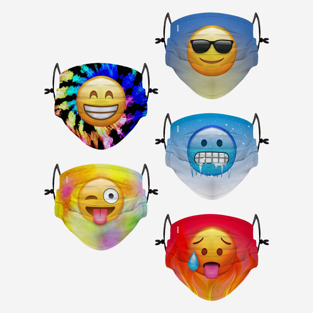 Thematic Emoji Youth Adjustable 5 Pack Face Cover FOCO - FOCO.com