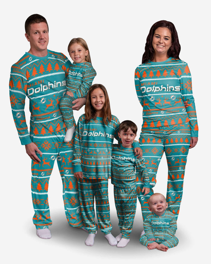 Miami Dolphins Youth Family Holiday Pajamas FOCO - FOCO.com