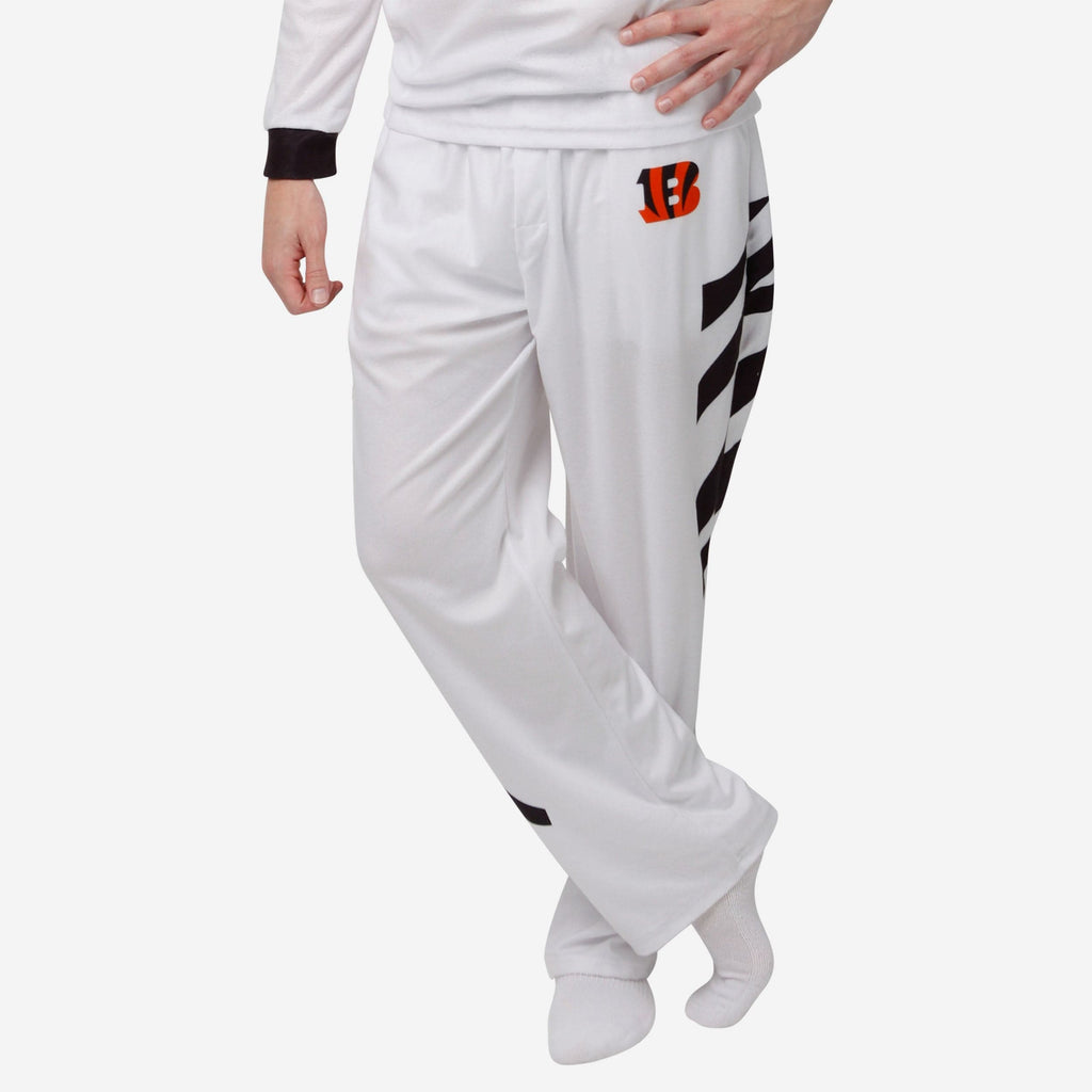 Cincinnati Bengals White Stripe Pajama Pants FOCO S - FOCO.com