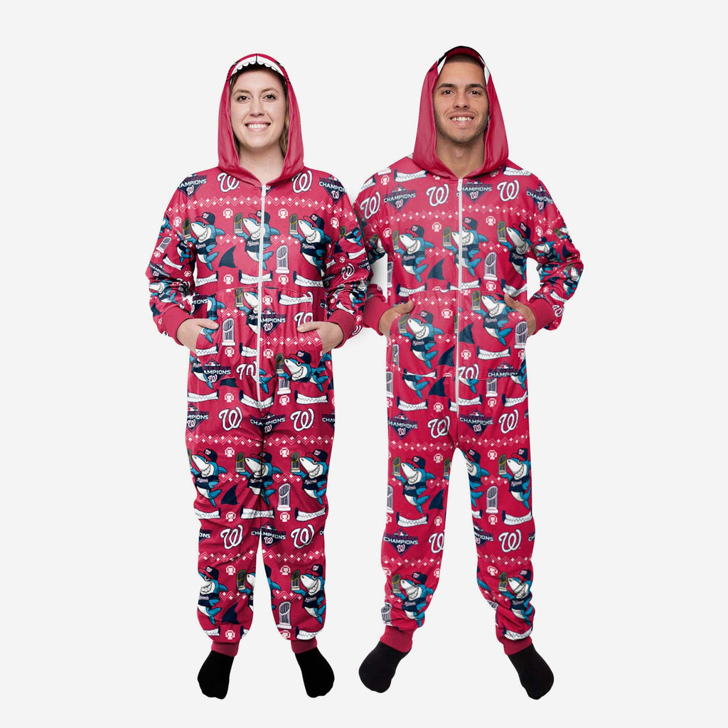 Washington Nationals 2019 World Series Champions One Piece Shark Pajamas FOCO XS - FOCO.com