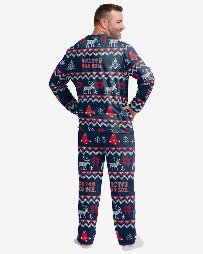 Boston Red Sox Mens Ugly Pattern Family Holiday Pajamas FOCO - FOCO.com