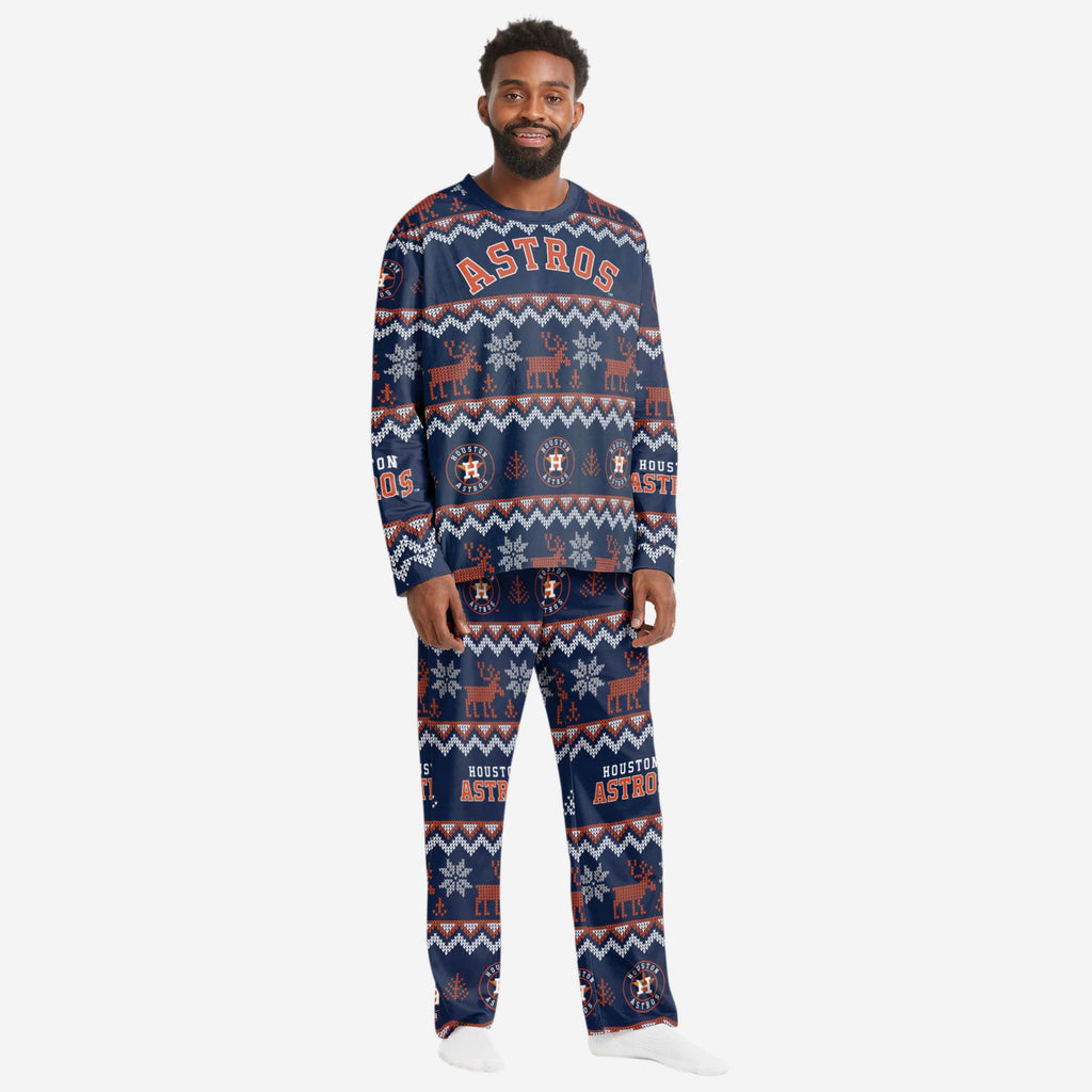 Houston Astros Mens Ugly Pattern Family Holiday Pajamas FOCO S - FOCO.com