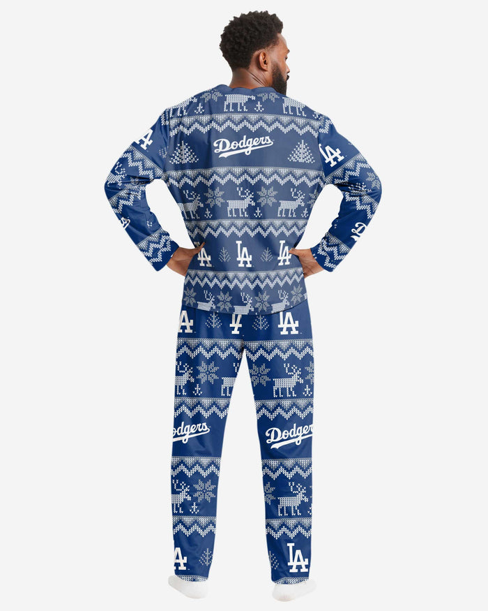 Los Angeles Dodgers Mens Ugly Pattern Family Holiday Pajamas FOCO - FOCO.com