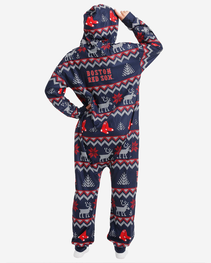 Boston Red Sox Ugly Pattern One Piece Pajamas FOCO - FOCO.com