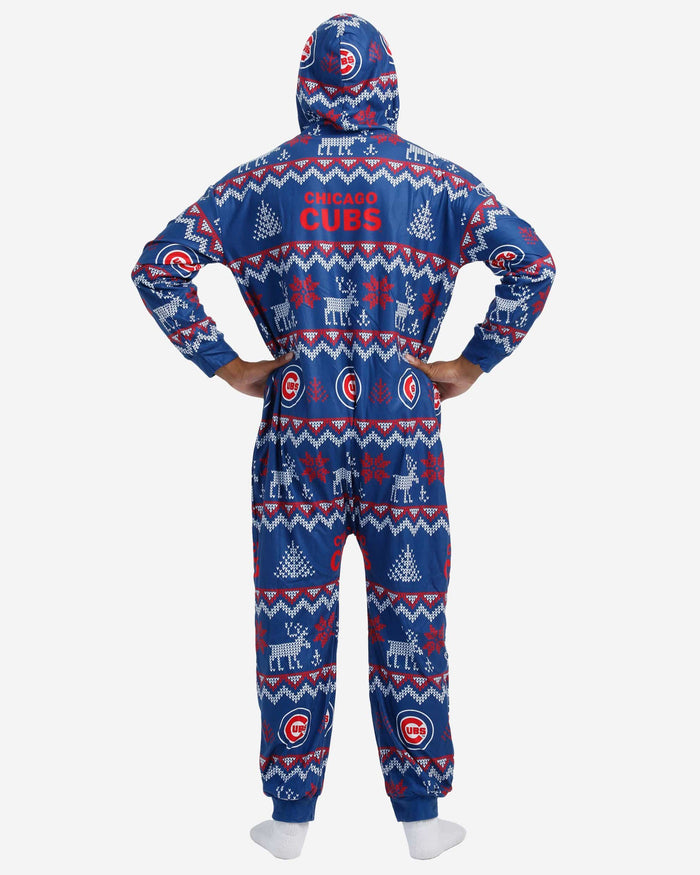 Chicago Cubs Ugly Pattern One Piece Pajamas FOCO - FOCO.com