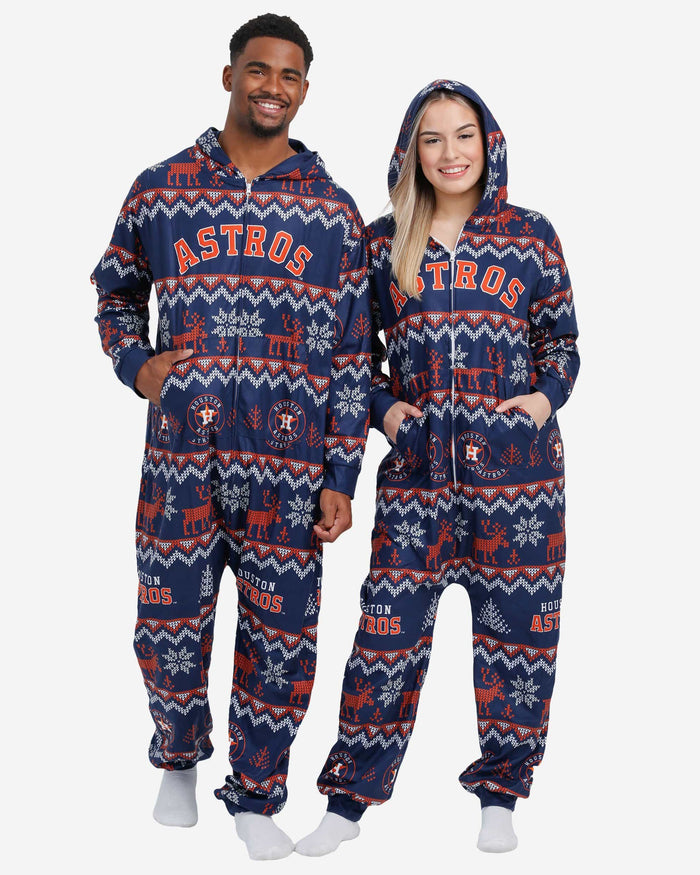 Houston Astros Ugly Pattern One Piece Pajamas FOCO - FOCO.com