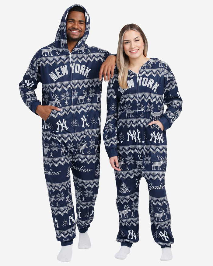 New York Yankees Ugly Pattern One Piece Pajamas FOCO - FOCO.com