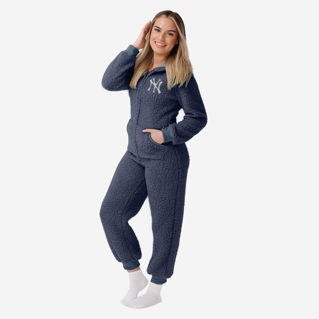 New York Yankees Womens Sherpa One Piece Pajamas FOCO S - FOCO.com