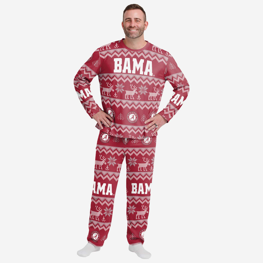 Alabama Crimson Tide Mens Ugly Pattern Family Holiday Pajamas FOCO S - FOCO.com