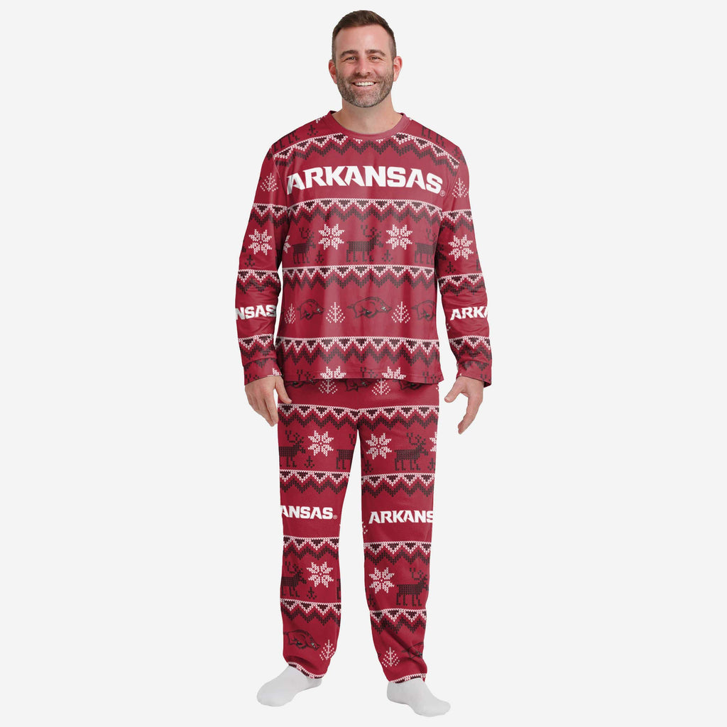 Arkansas Razorbacks Mens Ugly Pattern Family Holiday Pajamas FOCO S - FOCO.com