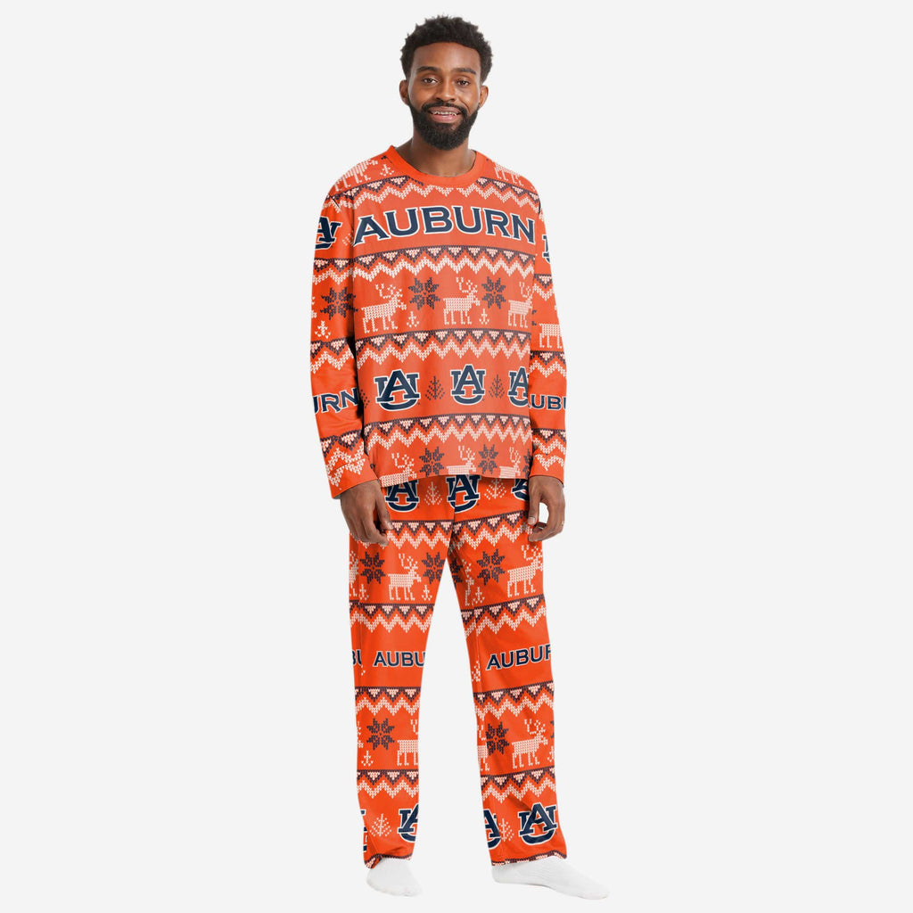 Auburn Tigers Mens Ugly Pattern Family Holiday Pajamas FOCO S - FOCO.com