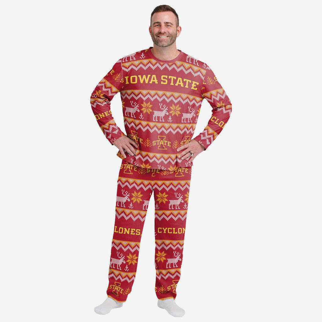 Iowa State Cyclones Mens Ugly Pattern Family Holiday Pajamas FOCO S - FOCO.com