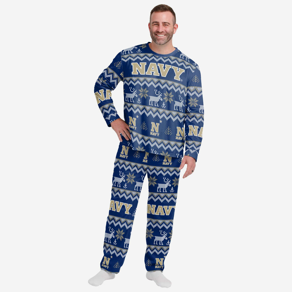 Navy Midshipmen Mens Ugly Pattern Family Holiday Pajamas FOCO S - FOCO.com