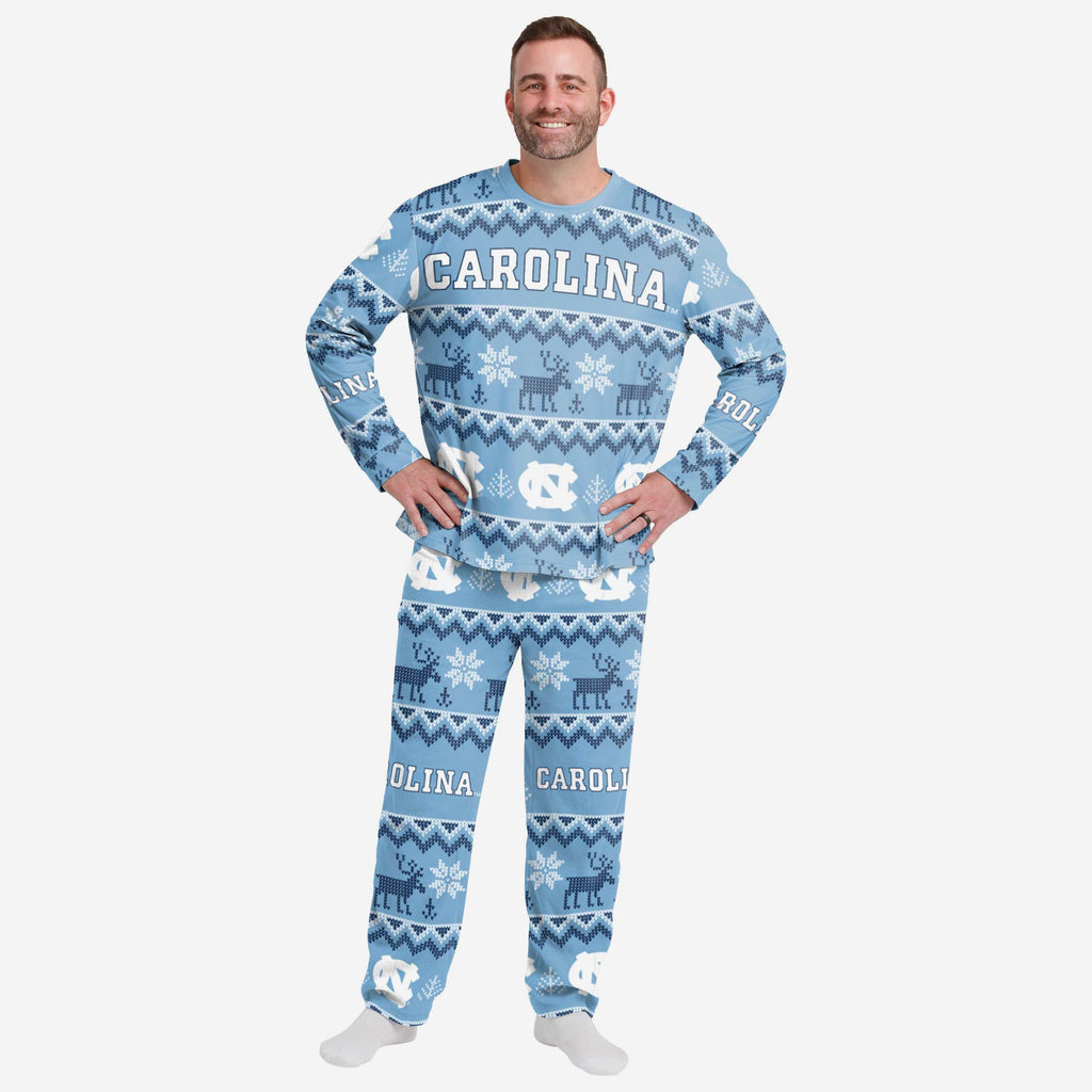 North Carolina Tar Heels Mens Ugly Pattern Family Holiday Pajamas FOCO S - FOCO.com