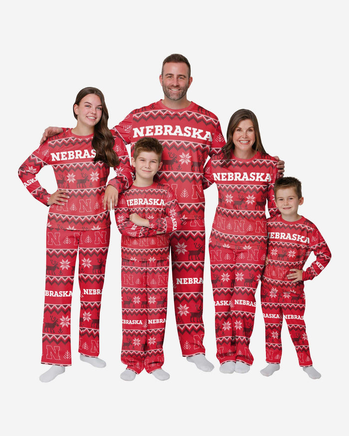 Nebraska Cornhuskers Mens Ugly Pattern Family Holiday Pajamas FOCO - FOCO.com