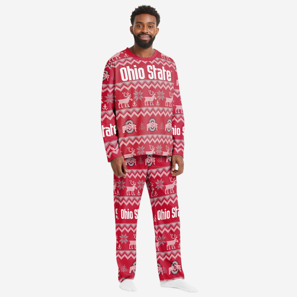 Ohio State Buckeyes Mens Ugly Pattern Family Holiday Pajamas FOCO S - FOCO.com