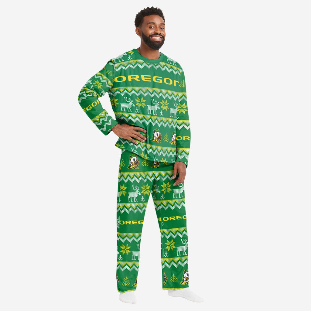 Oregon Ducks Mens Ugly Pattern Family Holiday Pajamas FOCO S - FOCO.com