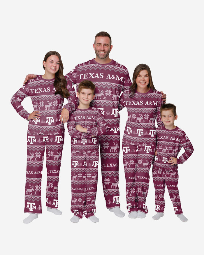 Texas A&M Aggies Mens Ugly Pattern Family Holiday Pajamas FOCO - FOCO.com