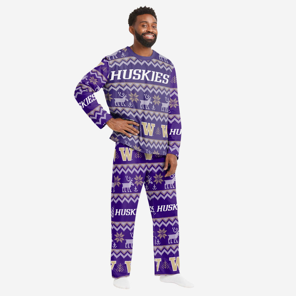 Washington Huskies Mens Ugly Pattern Family Holiday Pajamas FOCO S - FOCO.com