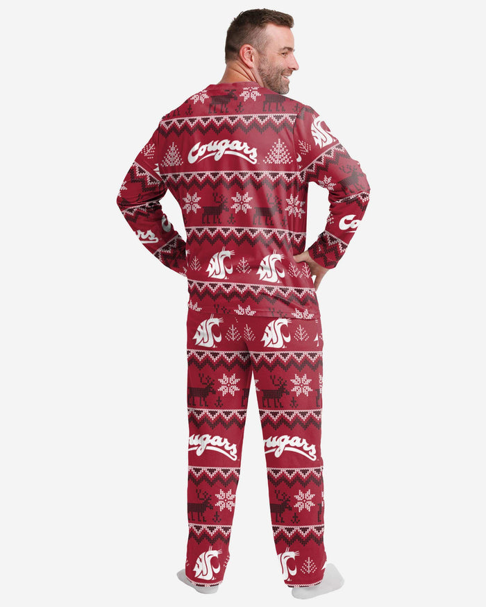 Washington State Cougars Mens Ugly Pattern Family Holiday Pajamas FOCO - FOCO.com