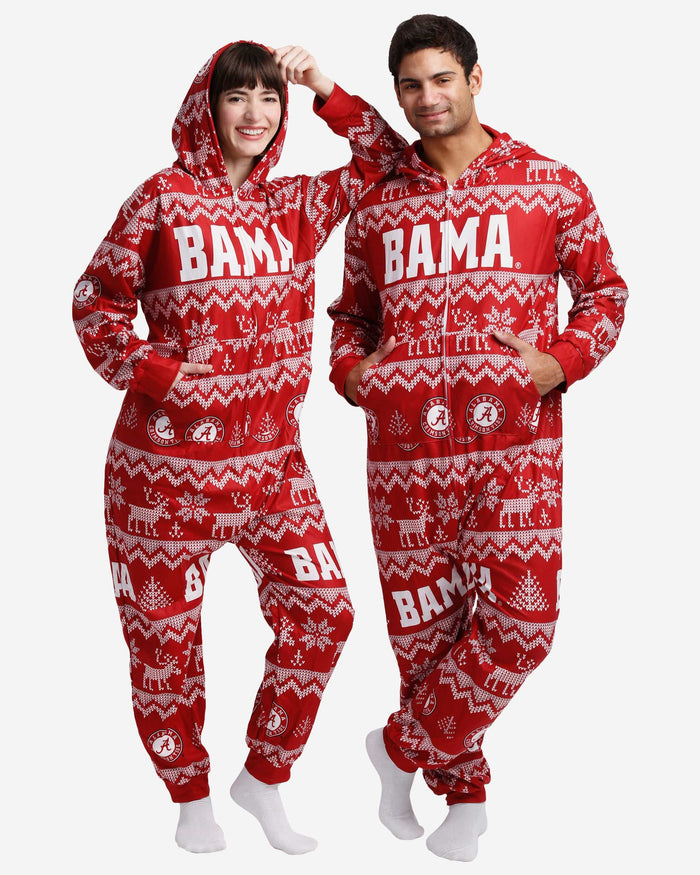 Alabama Crimson Tide Ugly Pattern One Piece Pajamas FOCO - FOCO.com