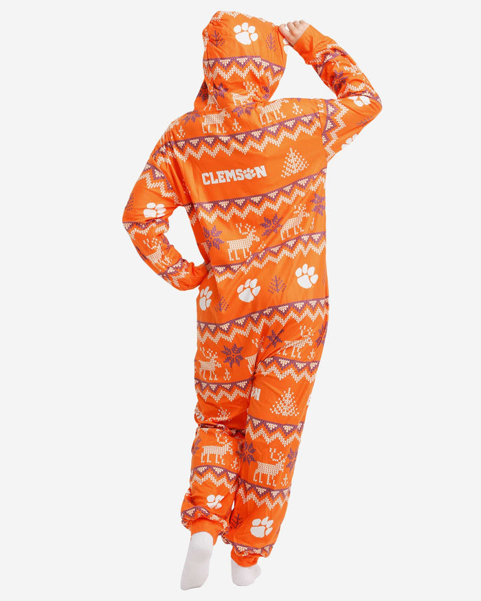 Clemson Tigers Ugly Pattern One Piece Pajamas FOCO - FOCO.com