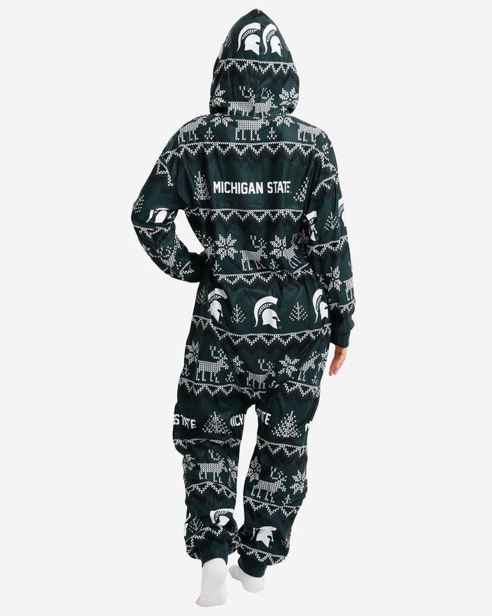 Michigan State Spartans Ugly Pattern One Piece Pajamas FOCO - FOCO.com