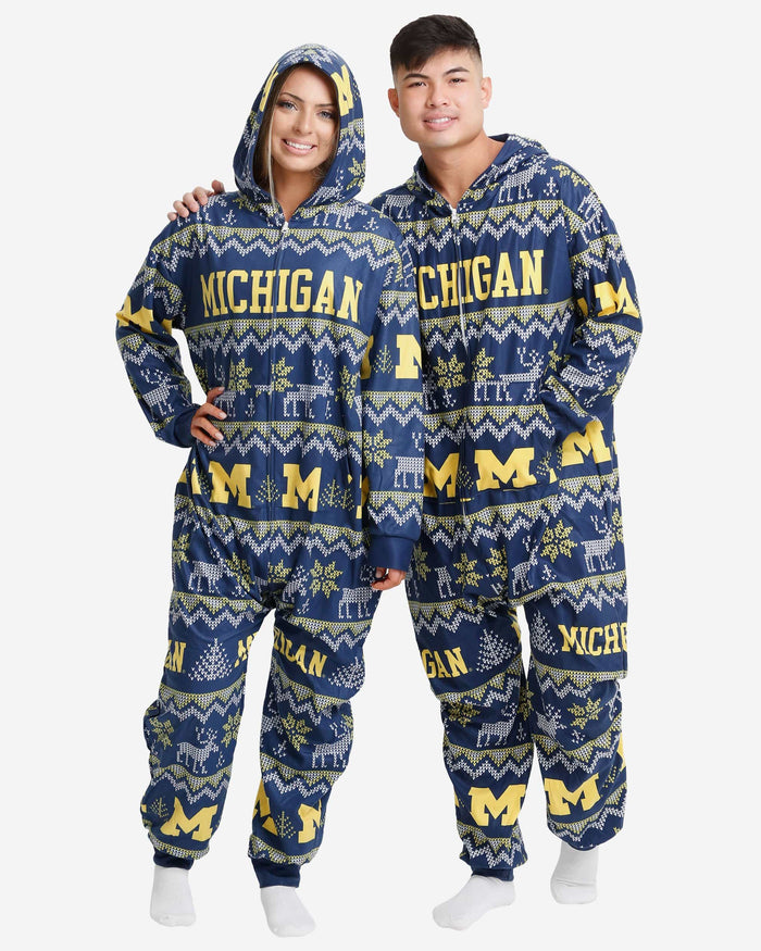 Michigan Wolverines Ugly Pattern One Piece Pajamas FOCO S - FOCO.com