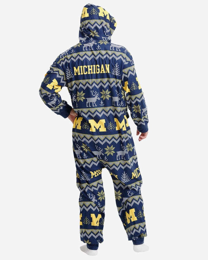 Michigan Wolverines Ugly Pattern One Piece Pajamas FOCO - FOCO.com