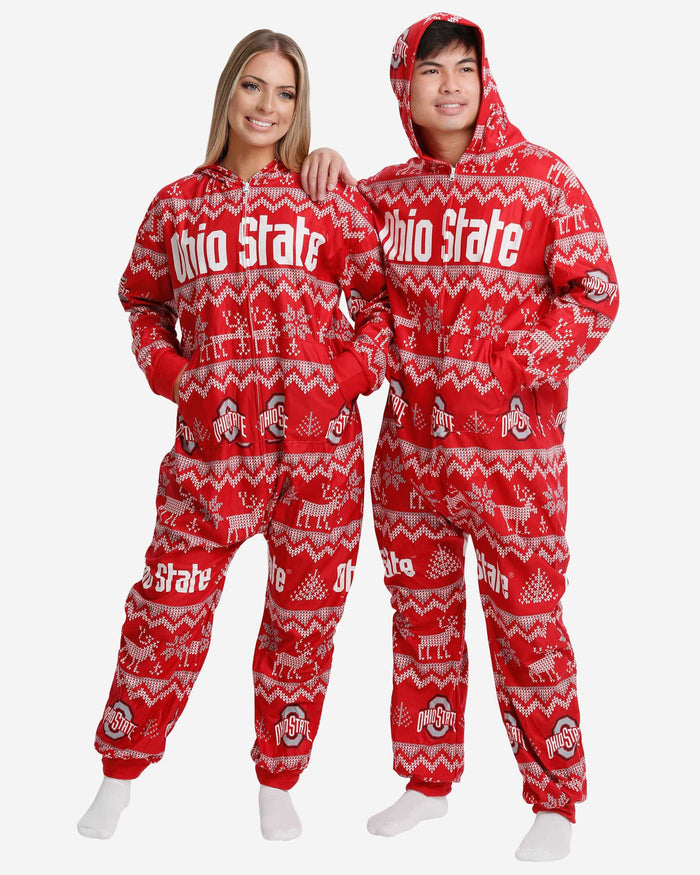 Ohio State Buckeyes Ugly Pattern One Piece Pajamas FOCO S - FOCO.com