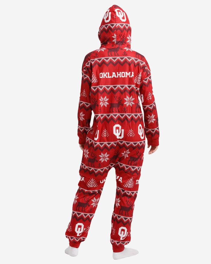 Oklahoma Sooners Ugly Pattern One Piece Pajamas FOCO - FOCO.com