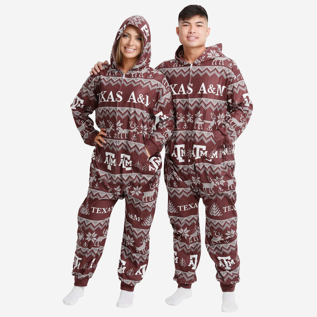 Texas A&M Aggies Ugly Pattern One Piece Pajamas FOCO S - FOCO.com