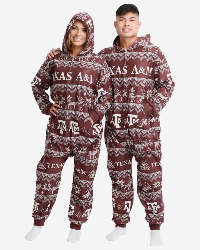 Texas A&M Aggies Ugly Pattern One Piece Pajamas FOCO S - FOCO.com