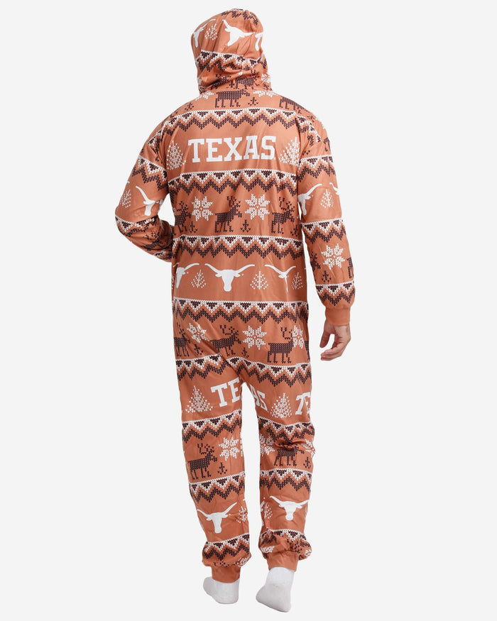 Texas Longhorns Ugly Pattern One Piece Pajamas FOCO - FOCO.com