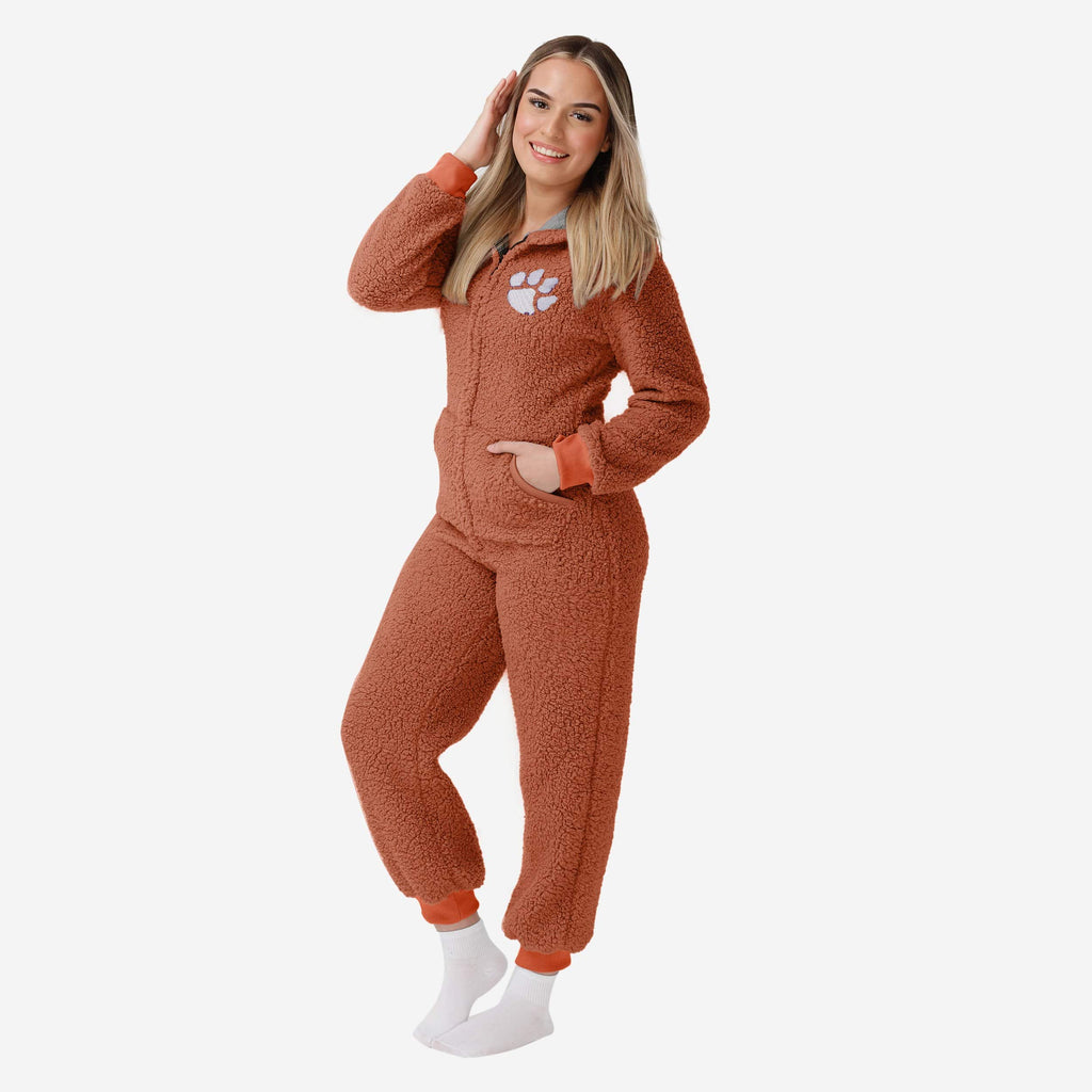 Clemson Tigers Womens Sherpa One Piece Pajamas FOCO S - FOCO.com