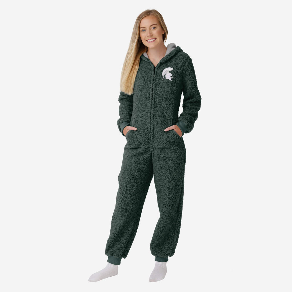 Michigan State Spartans Womens Sherpa One Piece Pajamas FOCO S - FOCO.com