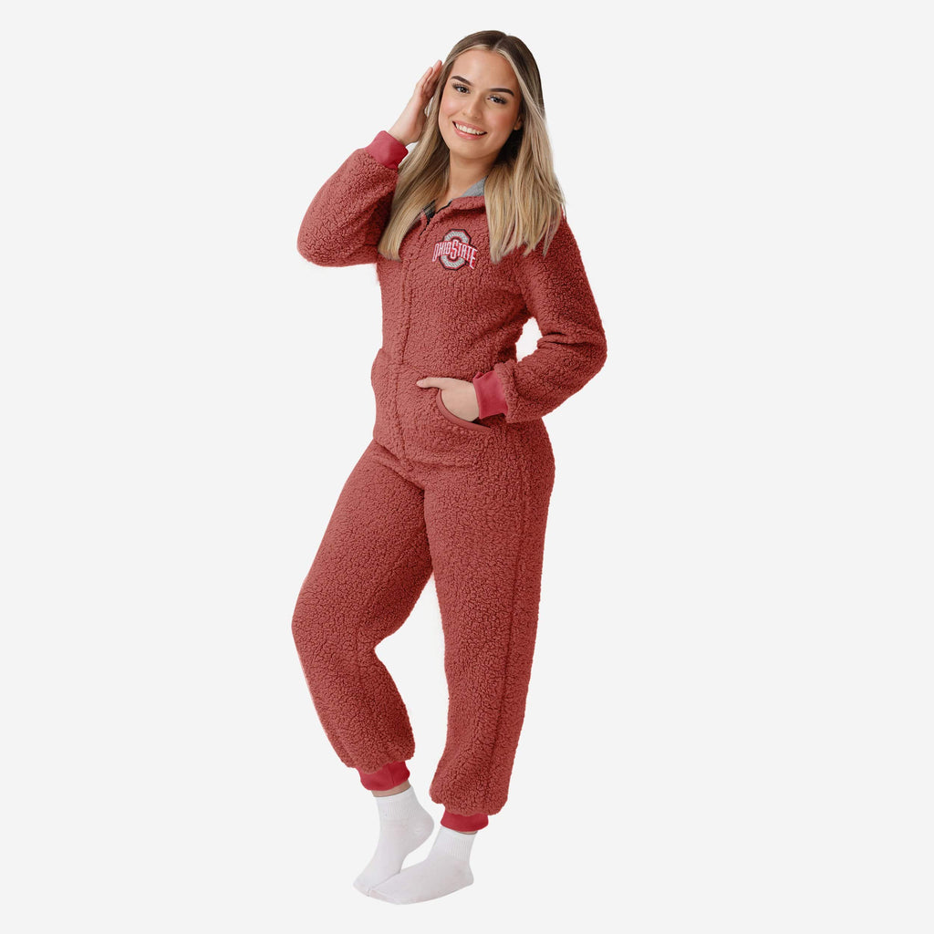 Ohio State Buckeyes Womens Sherpa One Piece Pajamas FOCO S - FOCO.com