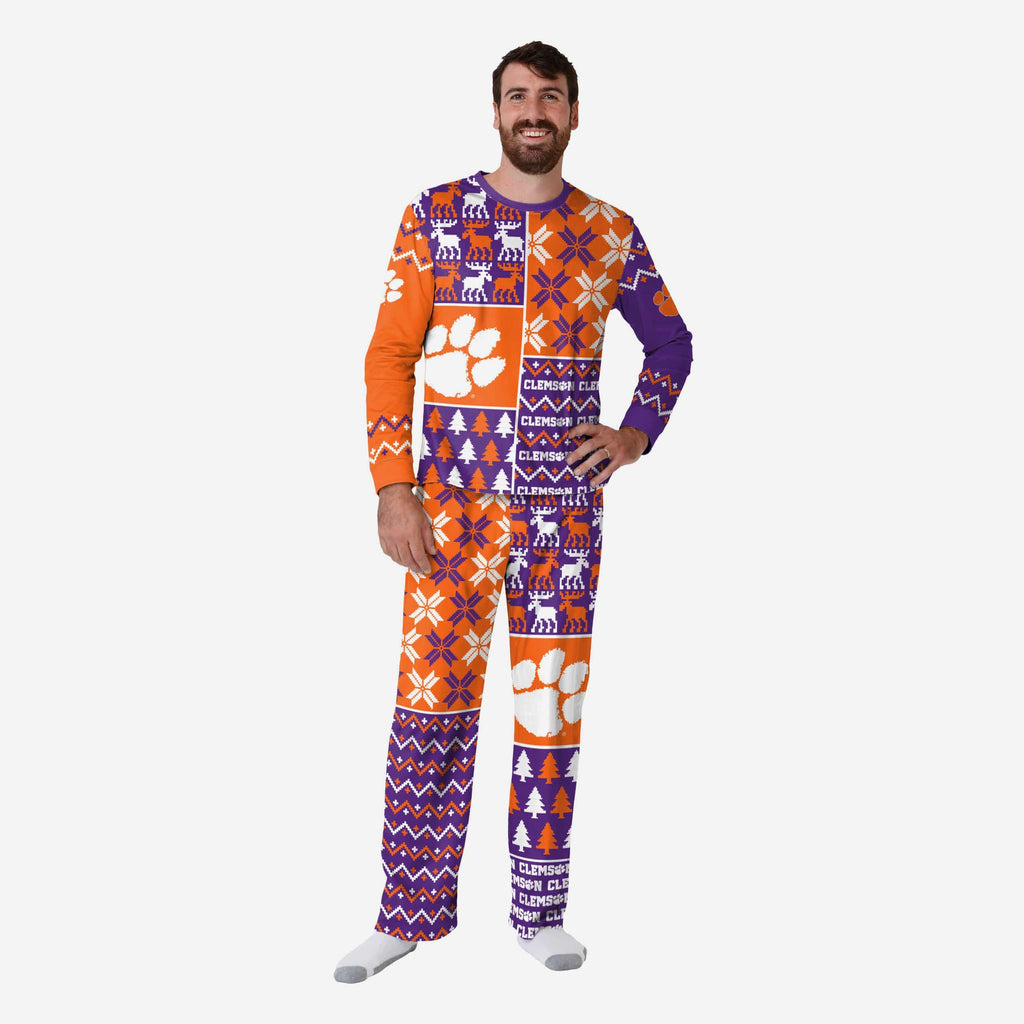 Clemson Tigers Mens Busy Block Family Holiday Pajamas FOCO S - FOCO.com