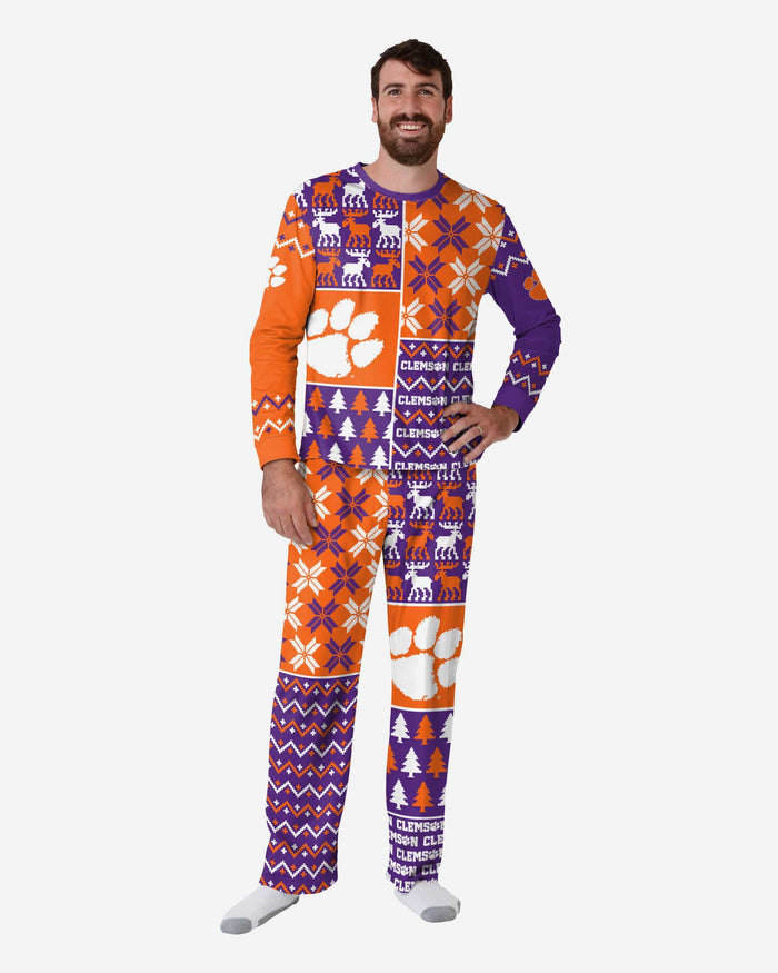 Clemson Tigers Mens Busy Block Family Holiday Pajamas FOCO S - FOCO.com