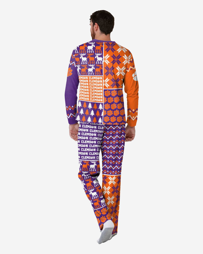 Clemson Tigers Mens Busy Block Family Holiday Pajamas FOCO - FOCO.com